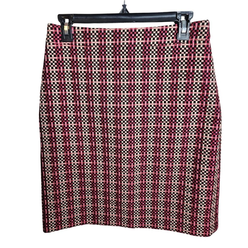 Ann Taylor Womens Size 4 Coquette Girl  Feminine Texured Check Work Pencil Skirt - Picture 3 of 9